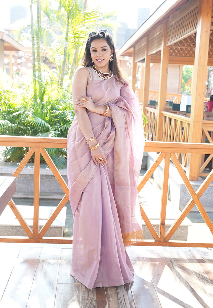 Rose Gold Tissue Saree