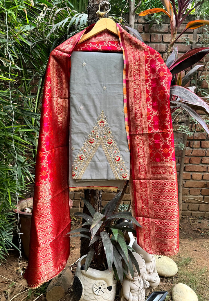 Cotton Silk Hand Work Suit