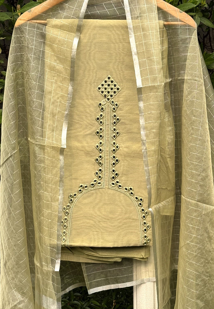 Cotton Silk Suit With Mirror Work